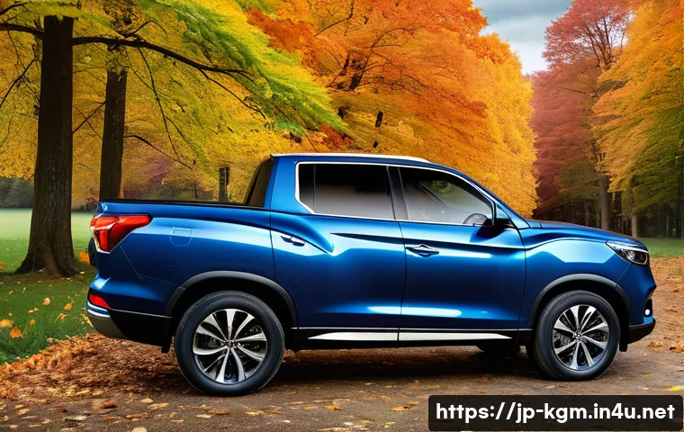 쌍용 렉스턴 스포츠 칸의 가격표 - A sleek, modern SsangYong Rexton Sports Khan pickup truck parked in a rugged outdoor setting during ...