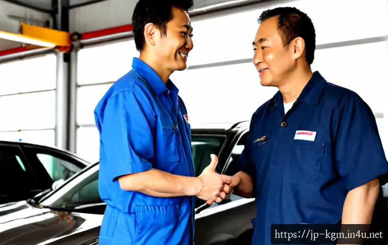 쌍용 렉스턴의 서비스센터 만족도 - Photorealistic Japanese automotive service center, a clean modern workshop with a large premium SUV ...